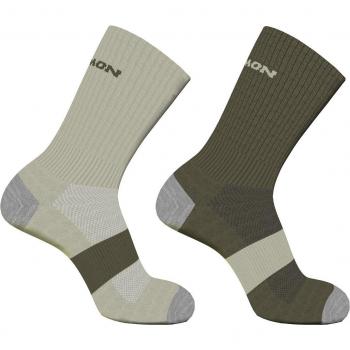 Pack 2 pares de calcetines de montaña unisex Evasion Crew Salomon gris verde oscuro - Talla 36-38