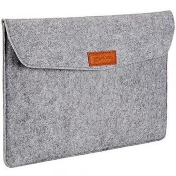 Amazon Basics - Funda de fieltro para portátil de 15,4 pulgadas, color gris claro