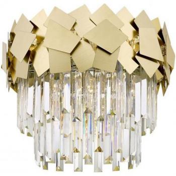 Plafón Diseño Celine Gold 5 bombillas 34,5cm semiempotrado dorado con cristal cortado con láser