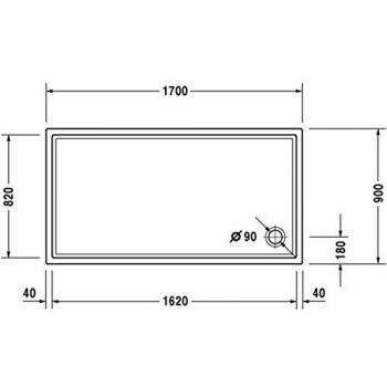 Duravit ducha bañera Starck Slimline 1700 X 900 X 65 Mm, Rectángulo, Blanco, 720133000000000