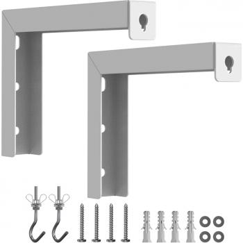 Soporte en L de fácil instalación para pantalla de proyector, anticaída, montaje en pared, techo metálico con gancho, ajustable, 1 par