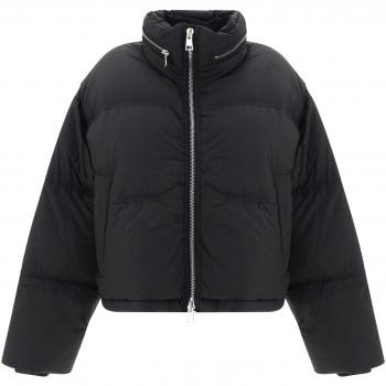 Ami Paris Women's Black Down Jacket with Logo Print, Size Medium