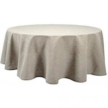 Lino fashion: redondo (ovalado) hemstitched lino/algodón mantel en color gris claro, gris claro, 180cm x 350cm- 71 x 138