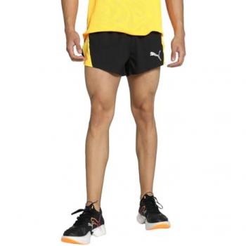 Pantalones Cortos Puma Run Ultraweave Velocity 3in Split para Hombres - Negro, Amarillo, XL