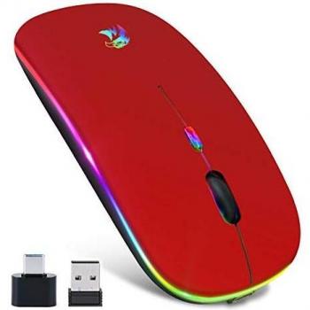 Ratón Bluetooth 5.1, Mouse Inalámbrico, Recargable 2.4G Portátil, Óptico, Móvil, de Oficina, Bluetooth 3.0, con USB y Type C Receptor, 3 DPI Ajustables para iPad, Portátil, PC, Portátil, Computadora