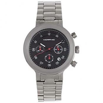 Morphic M78 Series Black & Silver Stainless Steel Chronograph Bracelet Watch for Men