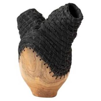 Espejo y Florero de Madera Natural 20x17x33 Cm - Complemento Perfecto para el Hogar