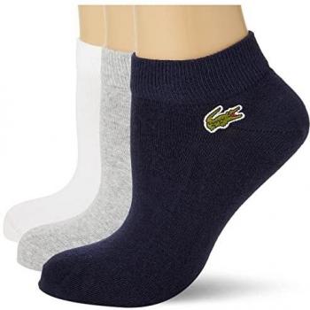 Calcetines Lacoste para hombre, pack de 3 Sport Bajo en color marino, gris y blanco