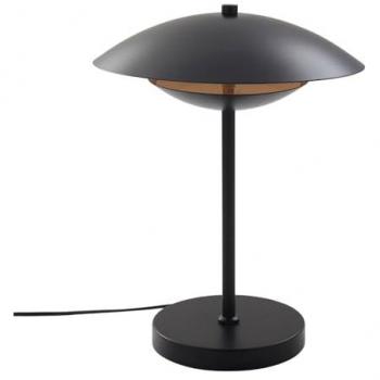 Lindby Lámpara de mesa LED Tiama, moderna, metal negro y oro, diámetro 30 cm