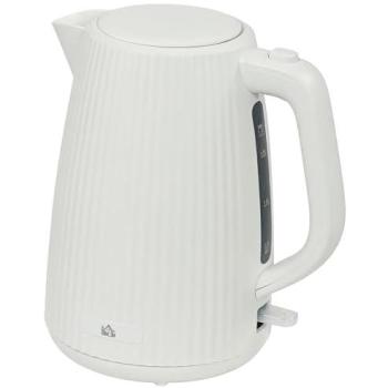 Hervidor de Agua Eléctrico HOMCOM 1,7 L, 2200 W, Apagado Automático, Base Giratoria 360°, Filtro Antical Extraíble, Negro y Crema