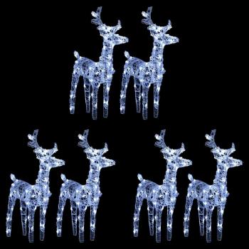 Renos de Navidad 6 unidades 240 LED acrílico blanco frío
