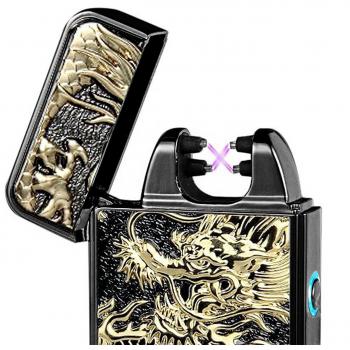 Sin Llama a prueba de Viento Encendedor Eléctrico USB Recargable Encendedor de Doble Arco Cigarrillo Lighter del Medio Ambiente y Cable USB
