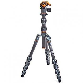 3 Legged Thing Pro Range 2.0 Leo 2.0 Kit Carbon Fibre Travel Tripod System - Adjustable Camera Tripod with 3 Detachable Legs for Monopod Conversion - Metallic Slate Grey