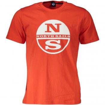 North Sails Vibrant Red Printed Cotton Tee - M