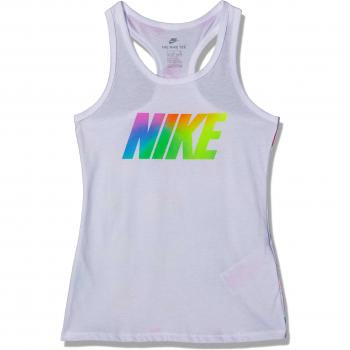 Nike G NSW Rainbow Brush Camiseta, Niñas, Blanco, L