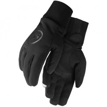 Guantes Assos Ultraz Winter Black Series Negro, talla M, diseñados para condiciones invernales extremas, con aislamiento térmico, resistencia al agua y al viento, palma antideslizante y ajuste ergonómico