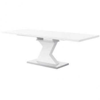 Mesa de comedor extensible 6 a 8 personas en MDF y acero inoxidable - Blanca - NOWATA