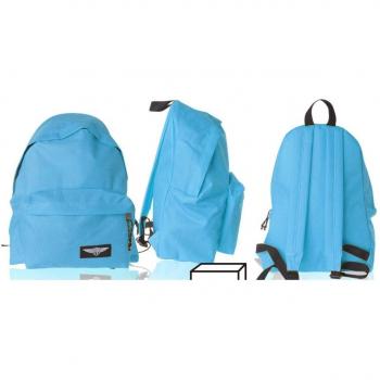 Mochila eco grande cremallera azul neon