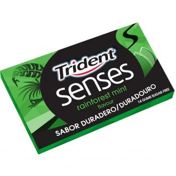 Trident - Senses Rainforest Mint - Chicle con sabor a hierbabuena - 14 chicles - [Pack de 4]