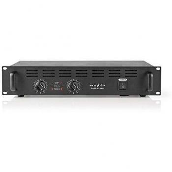Nedis - Amplificador PA - 600 W - 19 - Refrigerador Integrado - Conexión de Altavoz - Enchufes de Laboratorio - XLR - Pantalla de Nivel máximo Le Permite verificar el Nivel de Salida - Negro