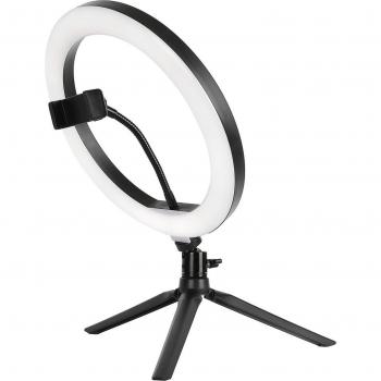 Aro de luz LED Starblitz 10 (26 cm) con trípode de sobremesa, adaptador para cámara y mando a distancia