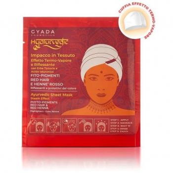Mascarilla Capilar GYADA Hyalurvedic Red Hair Colour Shine Sheet Mask, 60 ml - Tratamiento para cabello rizado con propiedades reflectantes y ayurvédicas