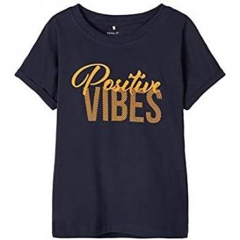 NAME IT Camiseta de algodón orgánico para niña Azul oscuro