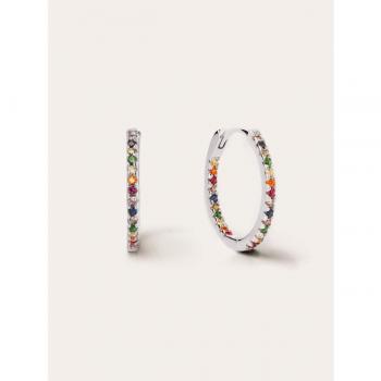 Singularu Pendientes Gleam Colors de Plata de Ley con Baño en Rodio y Circonitas Multicolor con Cierre Congo para Mujer