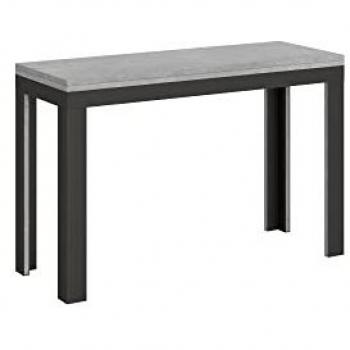 Mesa abatible extensible 120/200x45/90 cm Doble línea cemento antracita