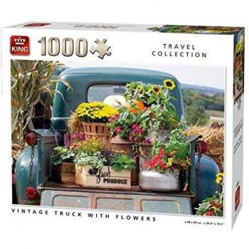 Puzzle Rey Camión Vintage con Flores de 1000 Piezas