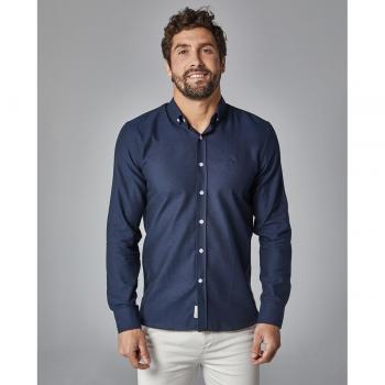 Camisa azul marino Altonadock - Camisa de hombre lisa manga larga corte slim