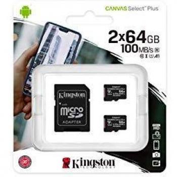 Kingston Canvas Select Plus microSD Card SDCS2/64 GB-2P1A Class 10