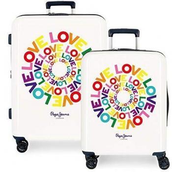 Pepe Jeans Pride Juego de Maletas Multicolor 55/70 cms Rígida ABS Cierre TSA L 4 Ruedas Dobles Extensible Equipaje de Mano