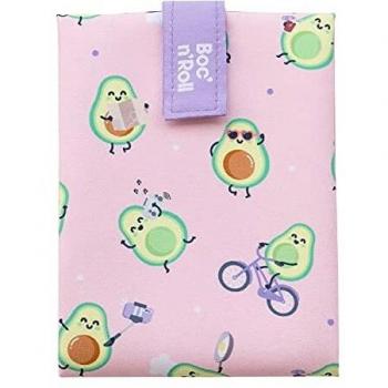 Roll'eat ® | Bolsa Merienda Mr. Wonderful ? Porta Bocadillos con Envoltorio Reutilizable, Porta Alimentos Ecológico sin BPA, Bolsa de Tela, Color Avocado - Boc'n'Roll