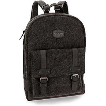 Pepe Jeans Horse Mochila Adaptable para Portátil 13,3 Negro 30x42x12 cms Lona 15.12L