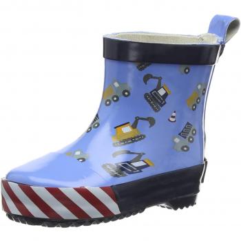 Playshoes Low Construction Blue Rubber Rain Boots for Kids