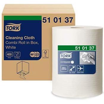 Toallitas Desechables Tork 510137 para Limpieza General, Color Blanco, Dimensiones 380 x 320 mm