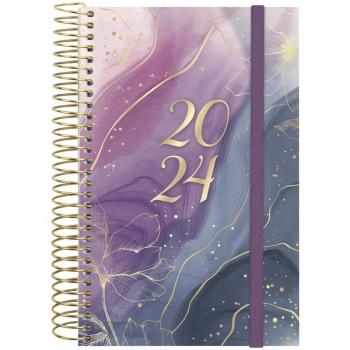 Finocam - Agenda Espiral Design Collection 2024 Goldy Enero-Diciembre 12 Meses Español Multicolor Multilingüe E5 117x181mm Un Día por Página