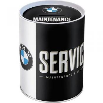 Nostalgic-Art Hucha Retro BMW – Service – Idea de Regalo para Aficionados de Coches, Frasco metálico para Dinero, Multicolor, 1 l