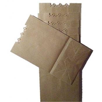 50 bolsas de papel kraft troqueladas 10 x 23 cms