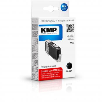Cartucho de Tinta KMP C90 Compatible para Canon CLI-551BK XL - Negro - 15 ml - Rinde hasta 5400 páginas