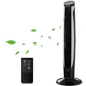 Aigostar Eiffel - Ventilador de torre oscilante con mando a distancia. Temporizador programable, 3 modos y 3 velocidades, oscilación de 70
