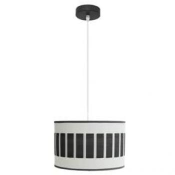 Lámpara Colgante Ivanna 1xe27 Negro/Blanco con Madera Negra - Dimensiones Regx30x30 Cm
