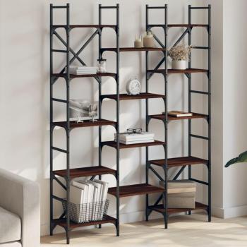 Librería de madera multicapa color roble marrón 127,5x28,5x172,5 cm