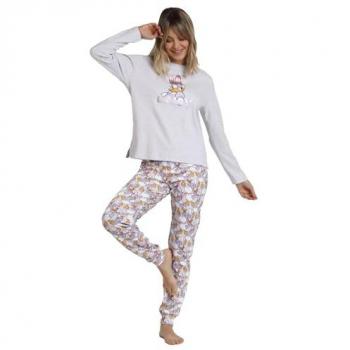 Pijama largo de mujer Disney Daisy Sweet de punto en color gris
