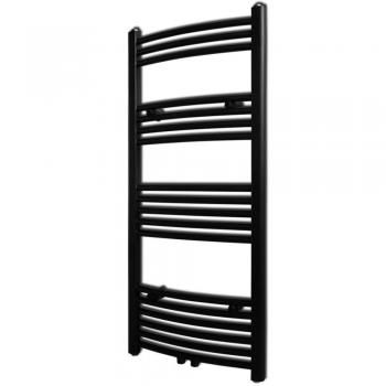 Radiador toallero de baño curvo negro 500 x 1160 mm