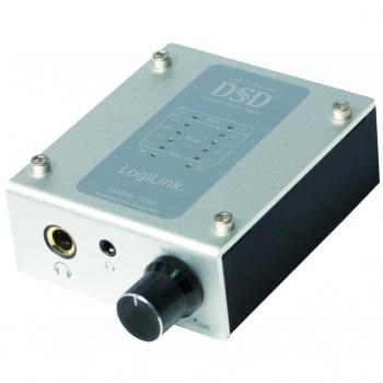DAC de Audio USB LogiLink UA0271 384 kHz / 32 bits DSD, Conversor Estéreo con Relación Señal-Ruido de 112 dB, Color Negro y Metálico