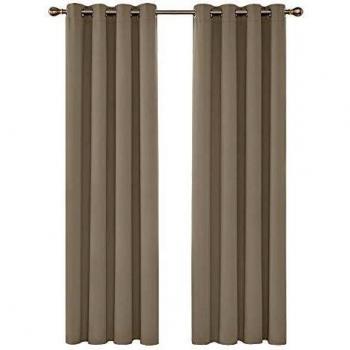 Deconovo Cortinas Opacas con Aislamiento Térmico Cortina para Dormitorio con Ojales 2 Paneles 140 x 290 cm Caqui