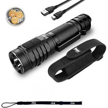 WUBEN TO46R Linterna LED Alta Potencia Alto Rendimiento de Color, Recargable Táctica 1000 lúmenes,3 * 90 CRI LED, Interruptor de Doble Impermeable 7 modos Linternas Pequeñas