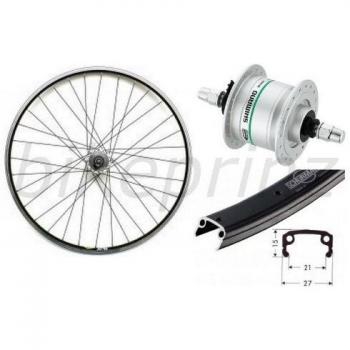 Dinamo de buje de rueda delantera con Shimano DH3 N20, color plata, tamaño 28 Zoll - 622 schwarz